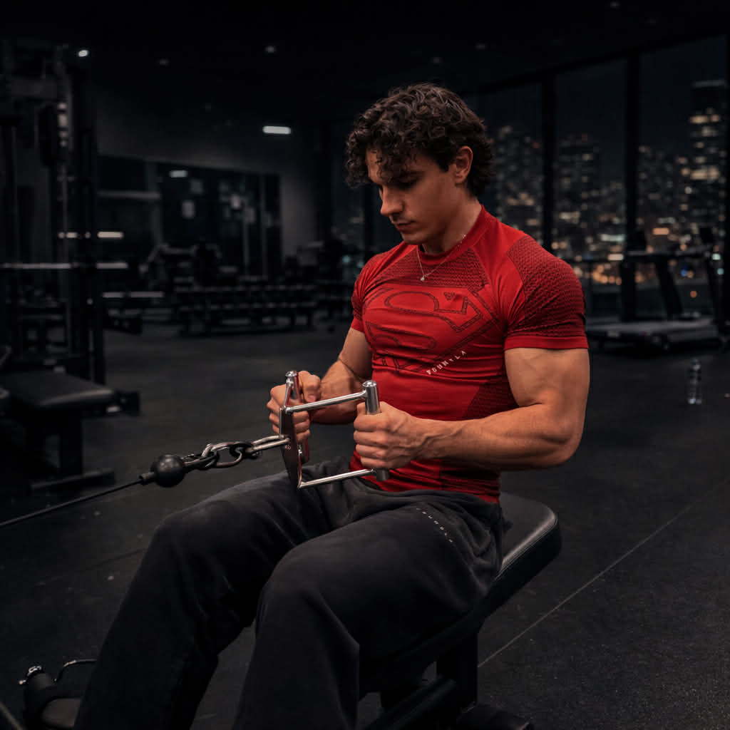 Victor doing cable rows